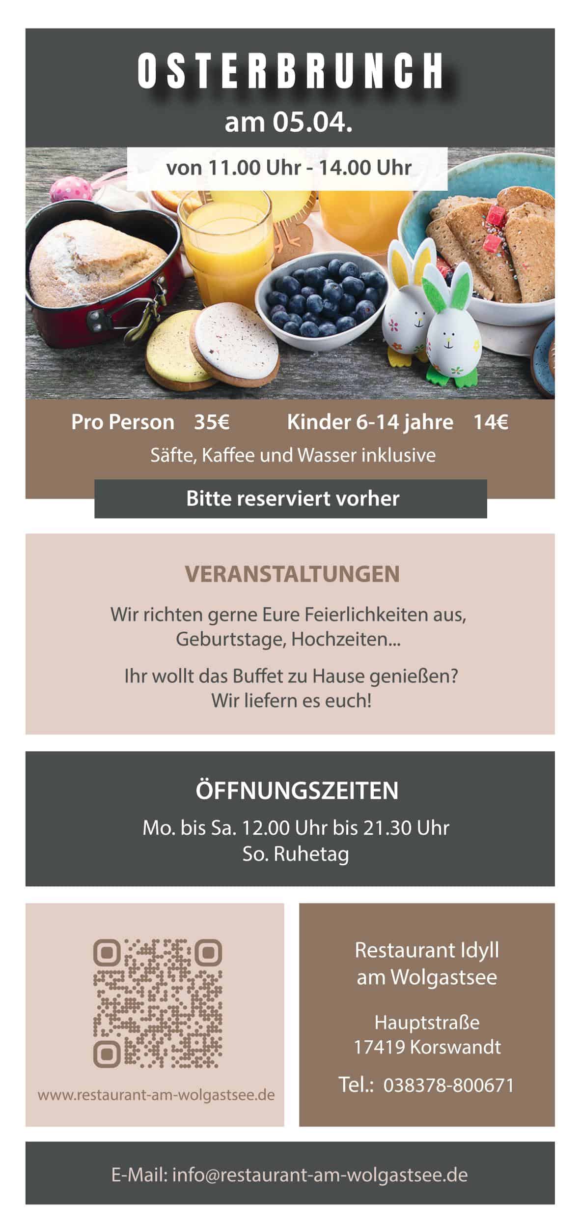 Ostern 2026 im Restaurant Idyll am Wolgastsee 1